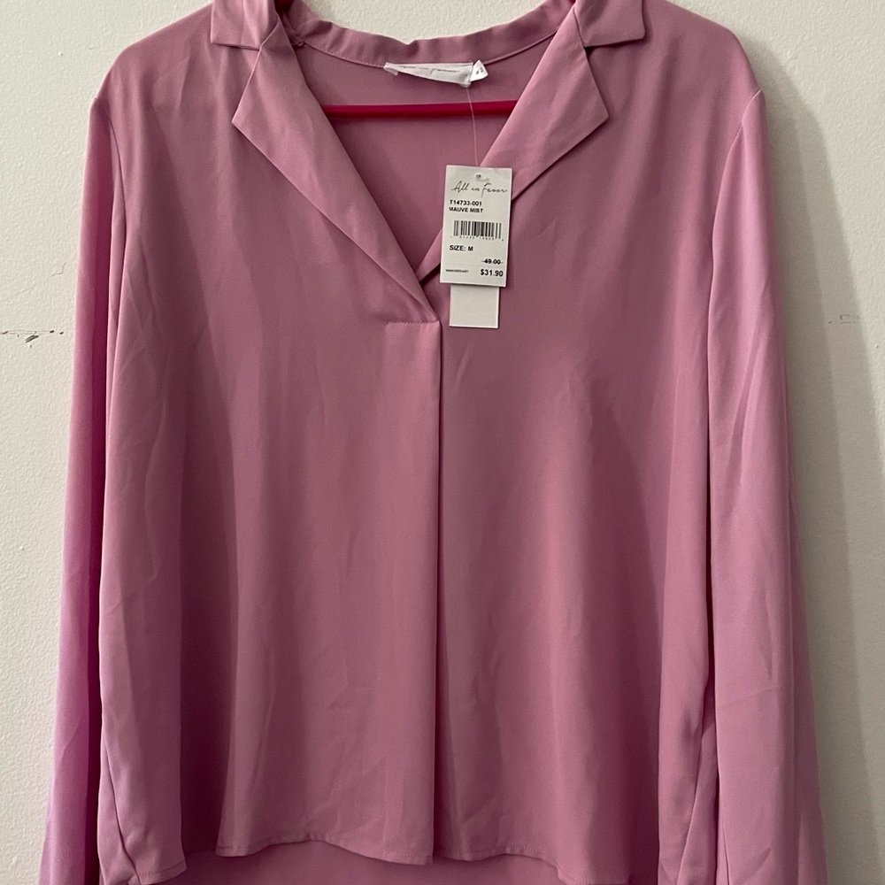 BRAND NEW All in Favor flowy long sleeve shirt in mauve size medium